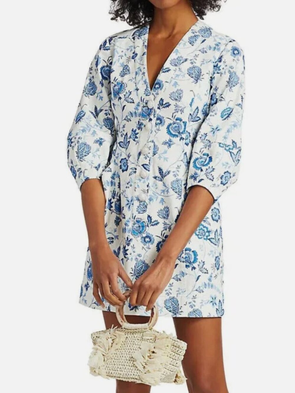 Derek Lam 10 Crosby White & Blue Floral Mini Dress | Size 6